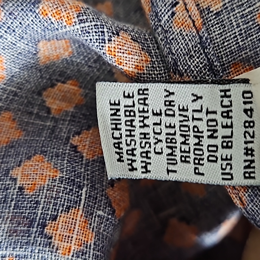 Ann Mashburn blue/orange diamond print collared top-XS - Picture 8 of 9